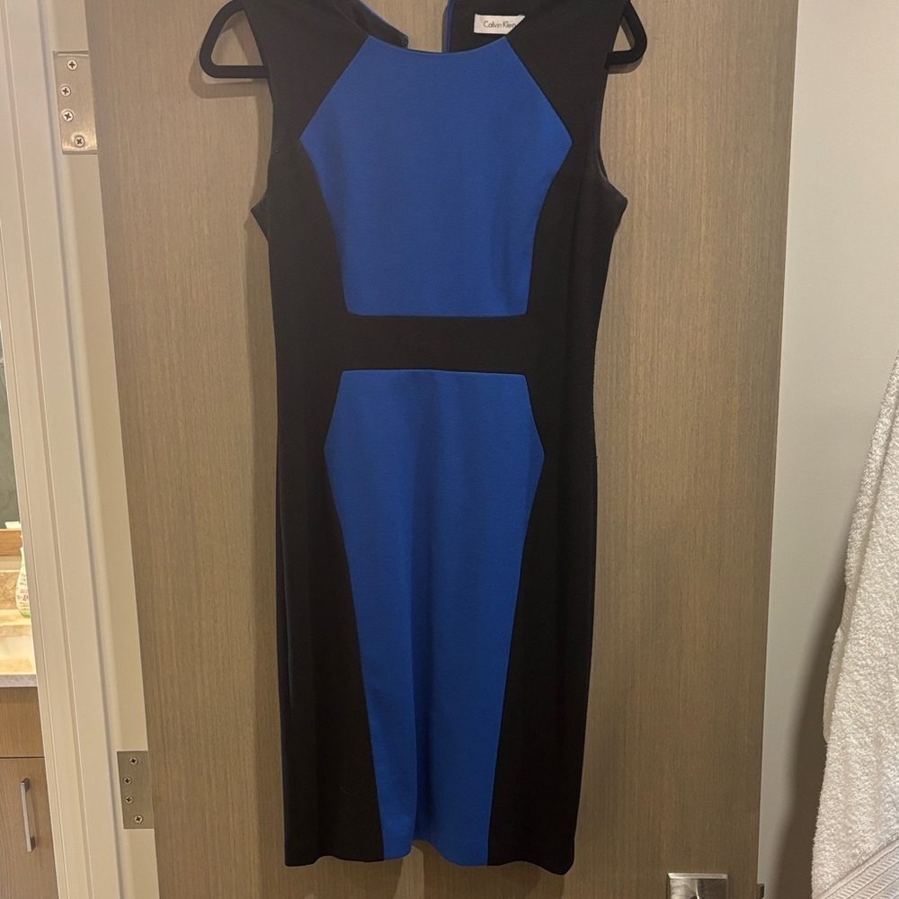 Calvin Klein Black and Blue Midi Dress